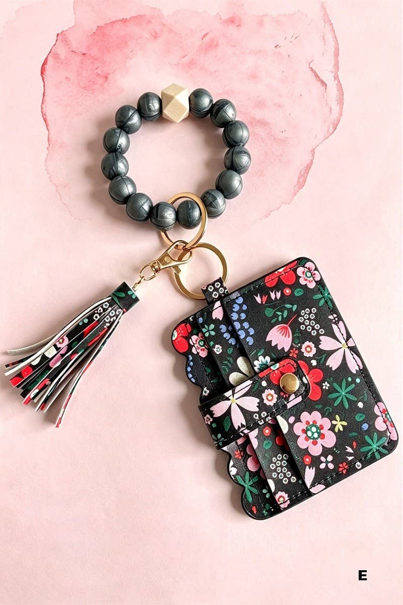 Beaded Bracelet Keychain Card Holder Wallet