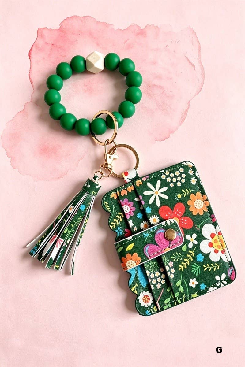 Beaded Bracelet Keychain Card Holder Wallet