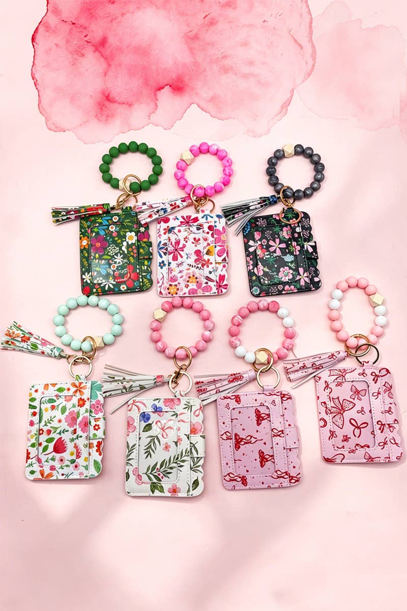 Beaded Bracelet Keychain Card Holder Wallet