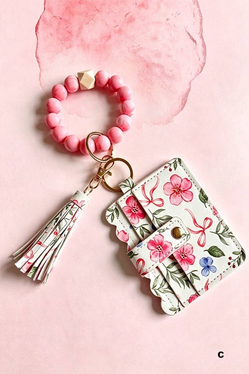 Beaded Bracelet Keychain Card Holder Wallet