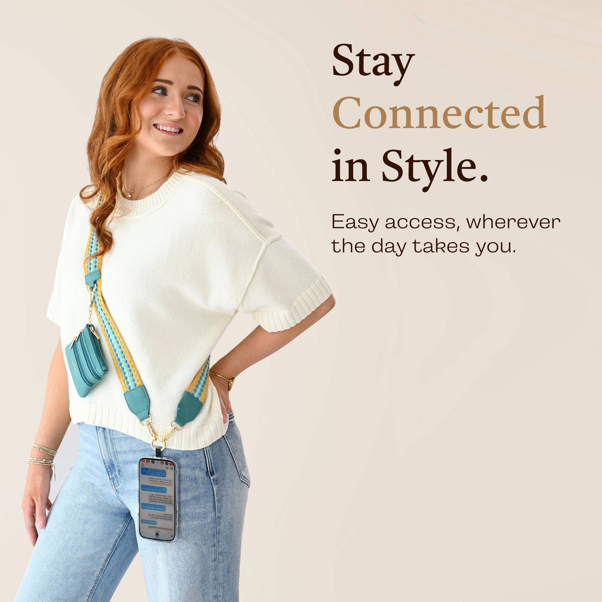 Clip & Go Strap w/Zippered Pouch Fun Dots
