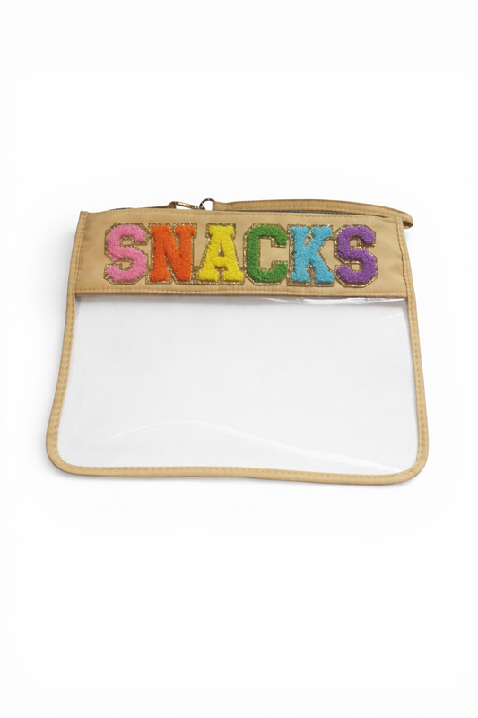 Varsity Letter Patch Clear Zippered Pouch Bag (Yellow)