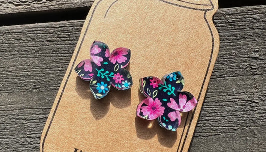 BOHO floral stud acrylic earrings