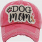 Baseball Cap "Dog Mom" Vintage Hot pink