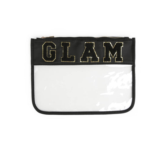 Varsity Letter Patch Clear Zippered Pouch Bag