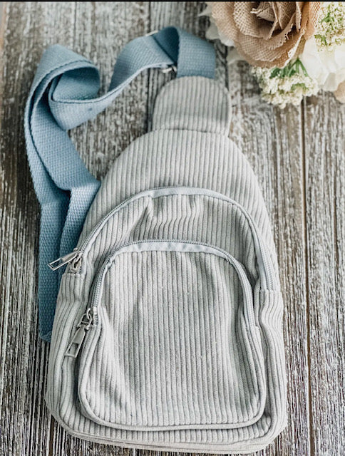 Corduroy Sling Bag (Gray)