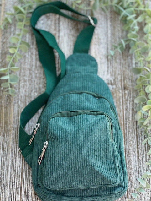 Corduroy Sling Bag (Hunter Green)