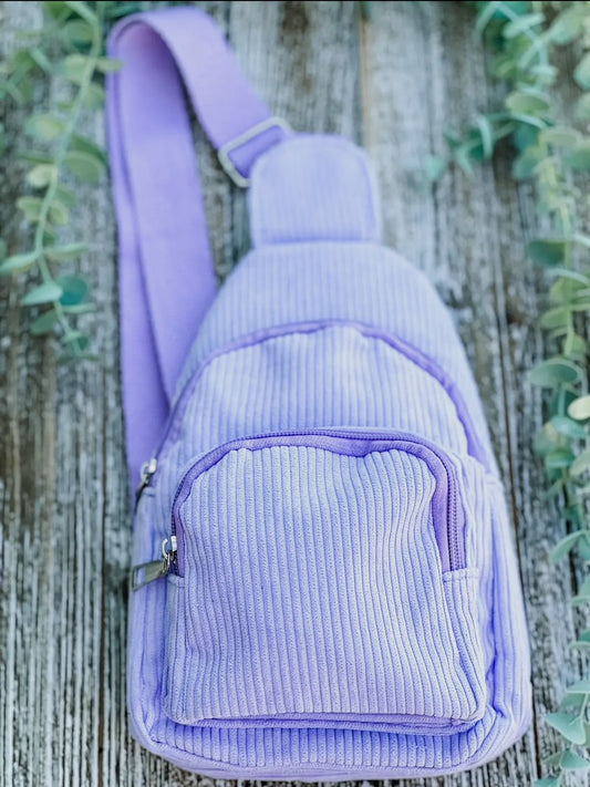 Corduroy Sling Bag (Lilac)