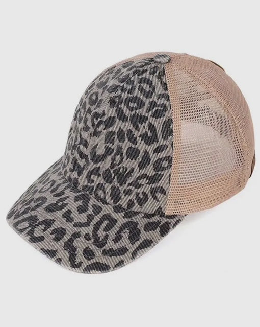 Gray Leopard Baseball cap