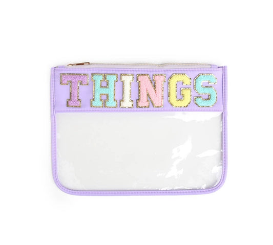 Varsity Letter Patch Clear Zippered Pouch Bag