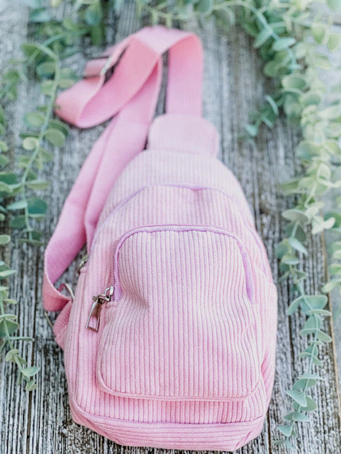 Corduroy Sling Bag (light pink)