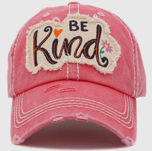 Baseball Cap "Be Kind" Vintage Hot pink