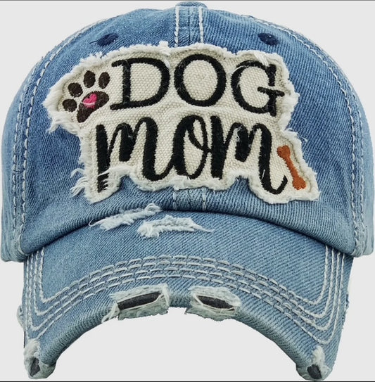 Baseball cap "Dog Mom" vintage Denim Blue