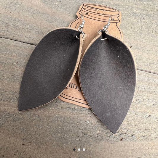 Earrings Brown Leather