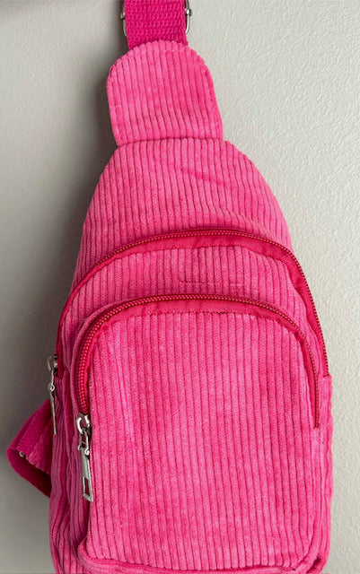 Corduroy Sling Bag (Hot Pink)